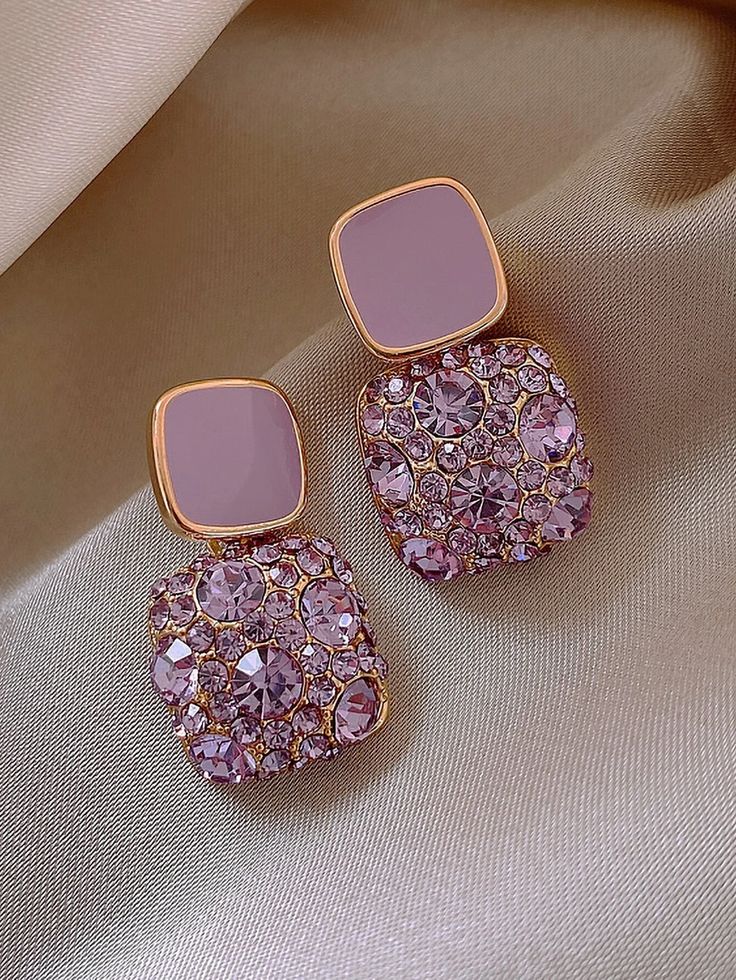 Andkiss Rhinestone Geo Decor Earrings